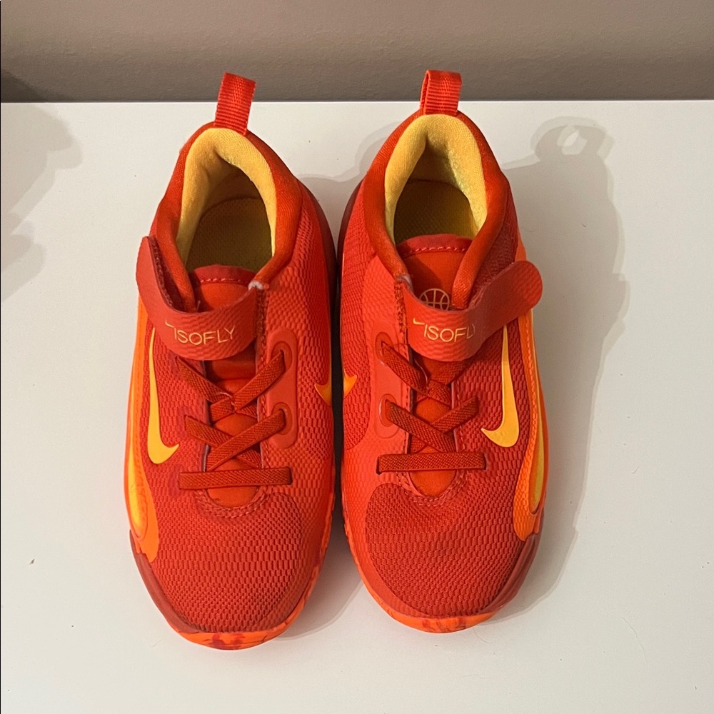 Nike Kids Orange and Yellow Isofly Basketball Sneakers